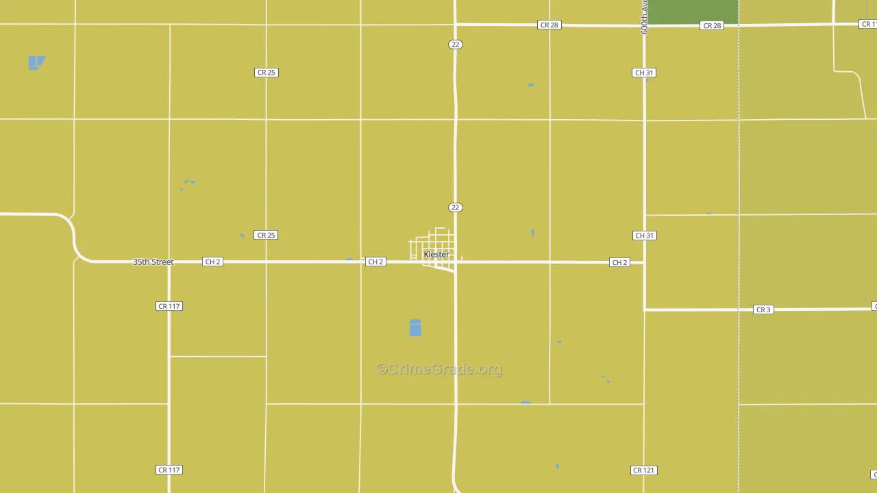 Kiester, MN Map of Drug-Related Crime Rates