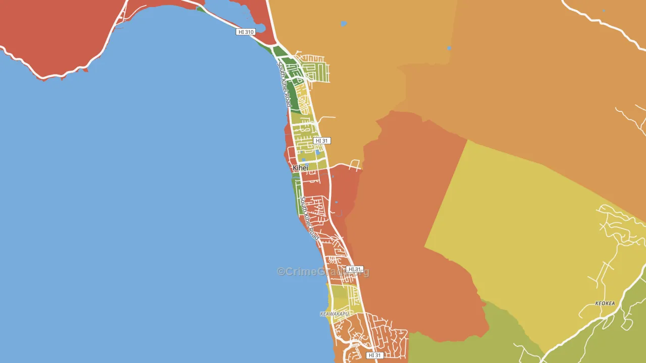 Kihei, HI Map of Drug-Related Crime Rates