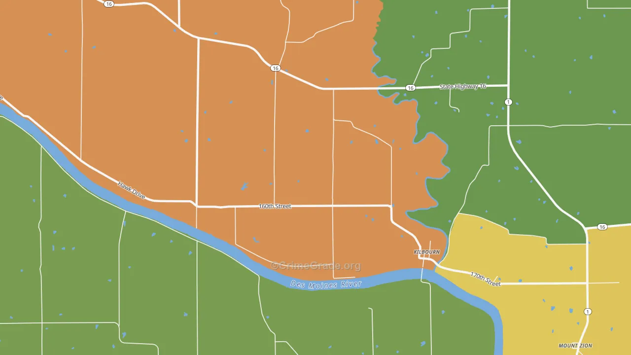 Kilbourn, IA Map of Drug-Related Crime Rates