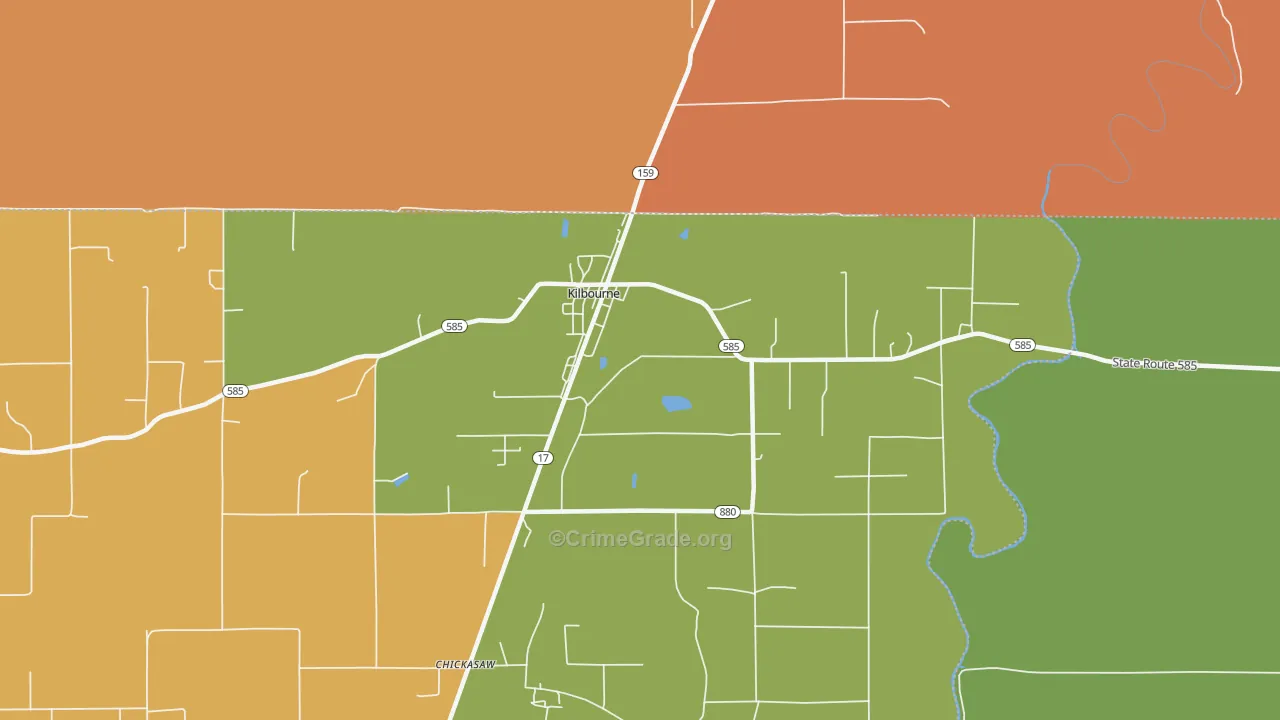 Kilbourne, LA Map of Drug-Related Crime Rates