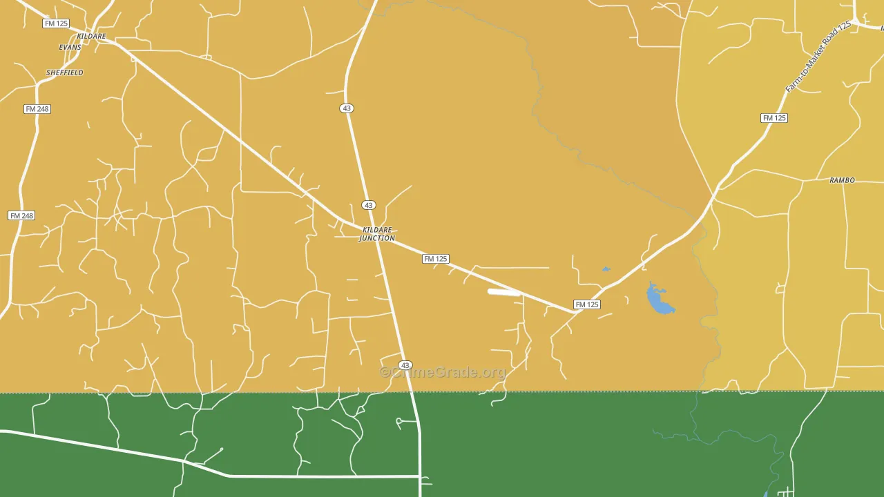 Kildare Junction, TX Map of Drug-Related Crime Rates