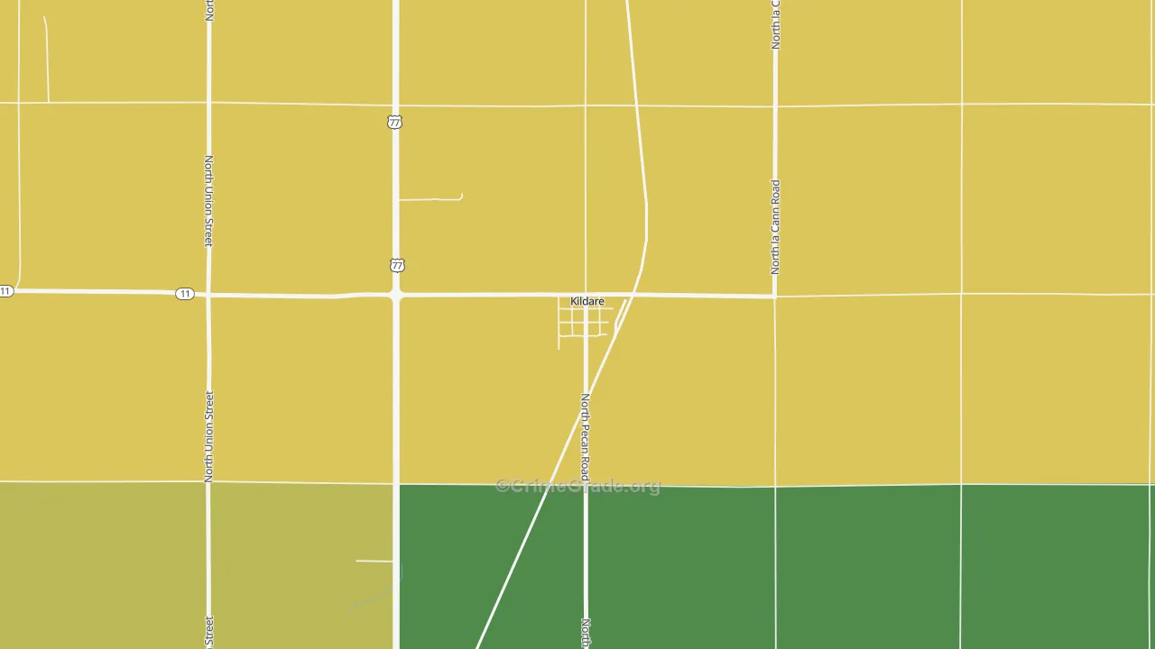 Kildare, OK Map of Drug-Related Crime Rates