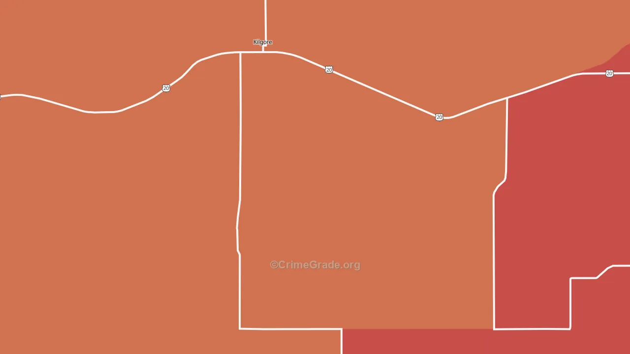 Kilgore, NE Map of Drug-Related Crime Rates