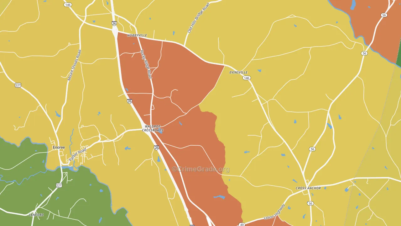 Kilgore, SC Map of Drug-Related Crime Rates