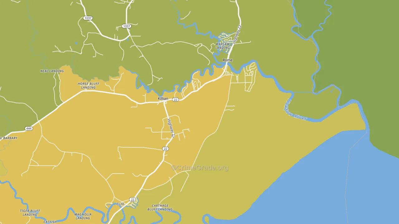 Killian, LA Map of Drug-Related Crime Rates