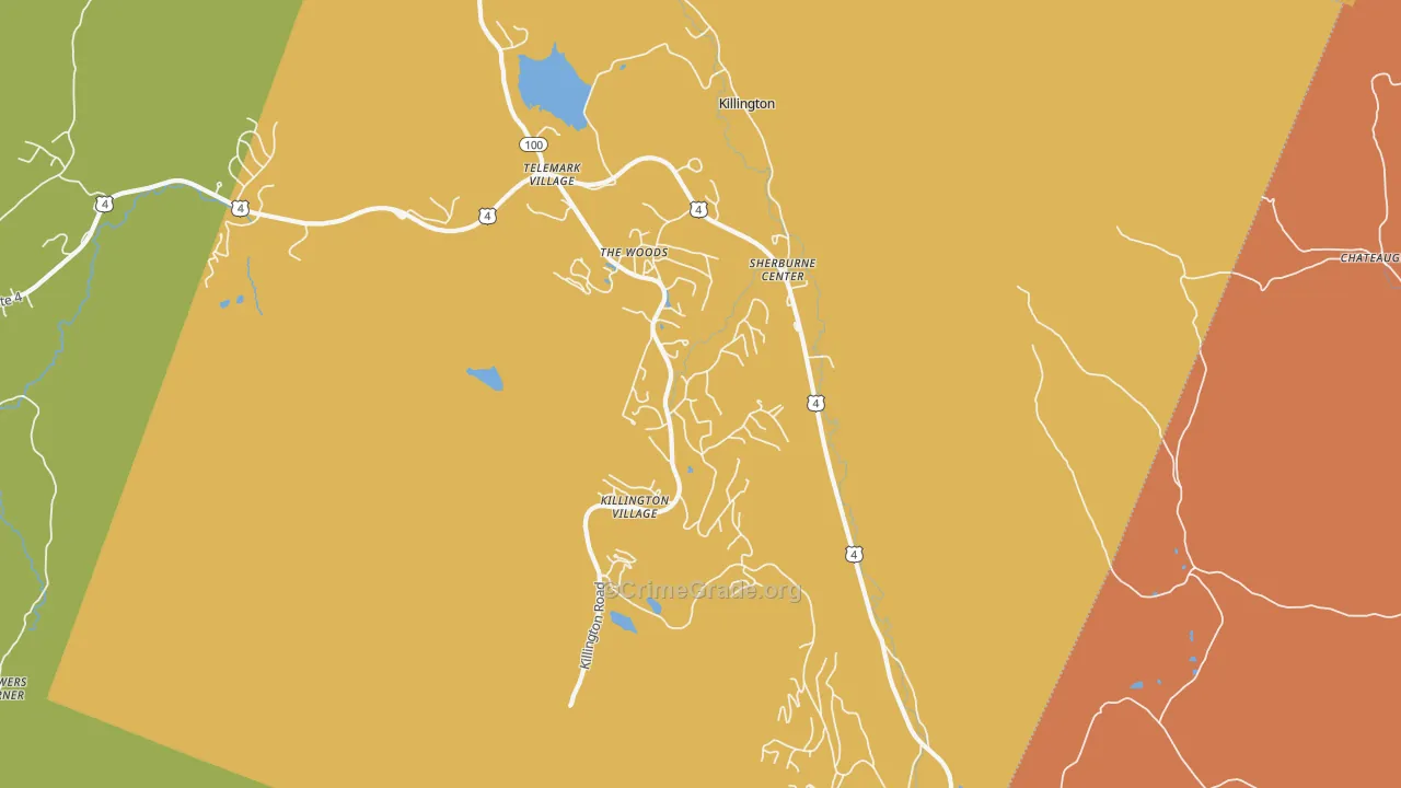 Killington, VT Map of Drug-Related Crime Rates