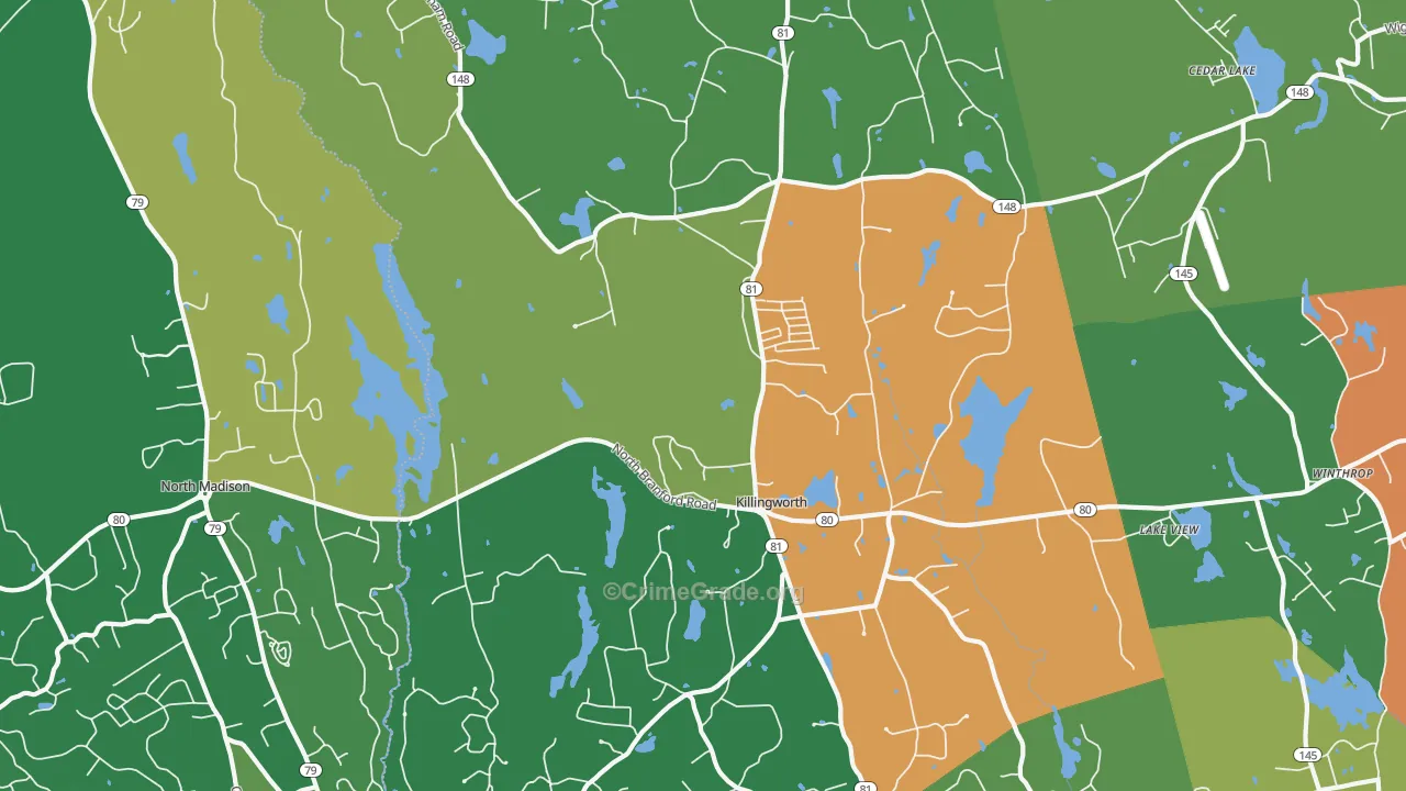 Killingworth, CT Map of Drug-Related Crime Rates