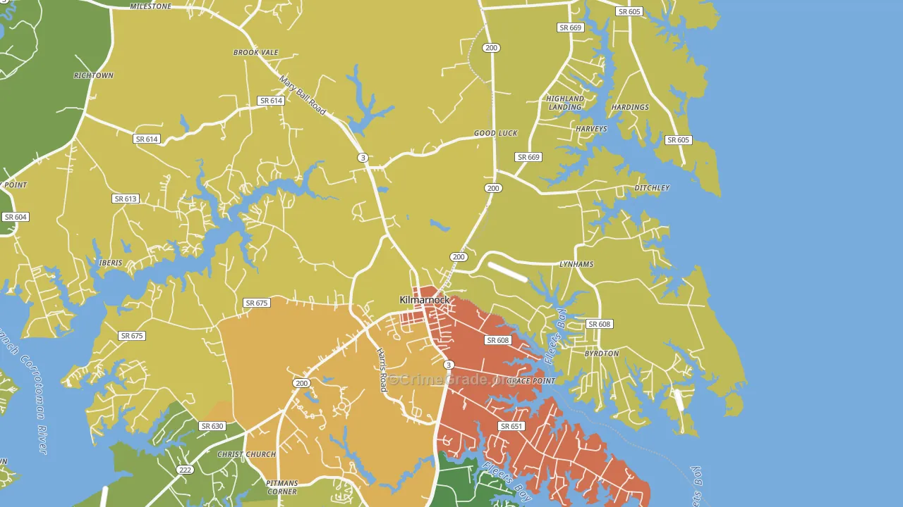 Kilmarnock, VA Map of Drug-Related Crime Rates