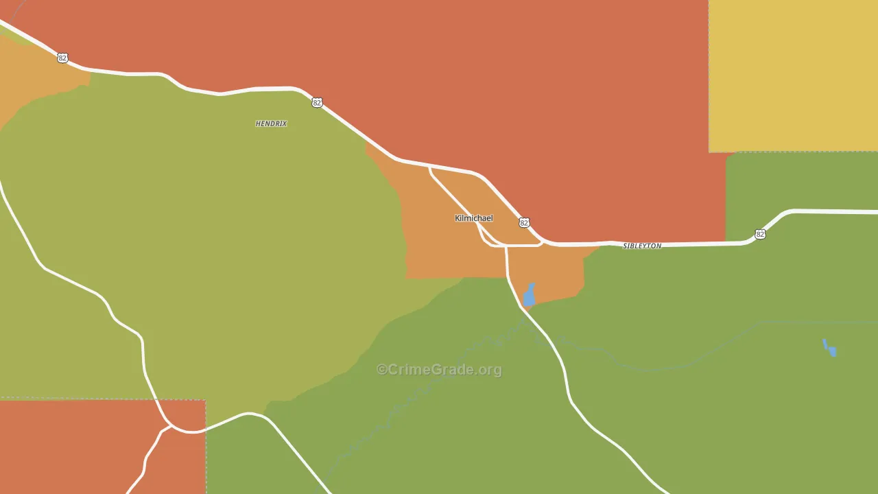 Kilmichael, MS Map of Drug-Related Crime Rates