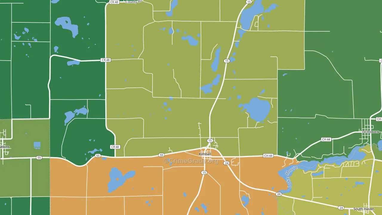 Kimball, MN Map of Drug-Related Crime Rates