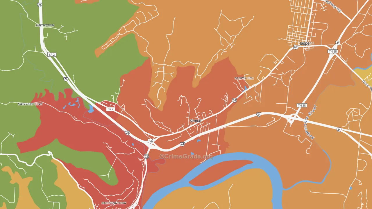 Kimball, TN Map of Drug-Related Crime Rates