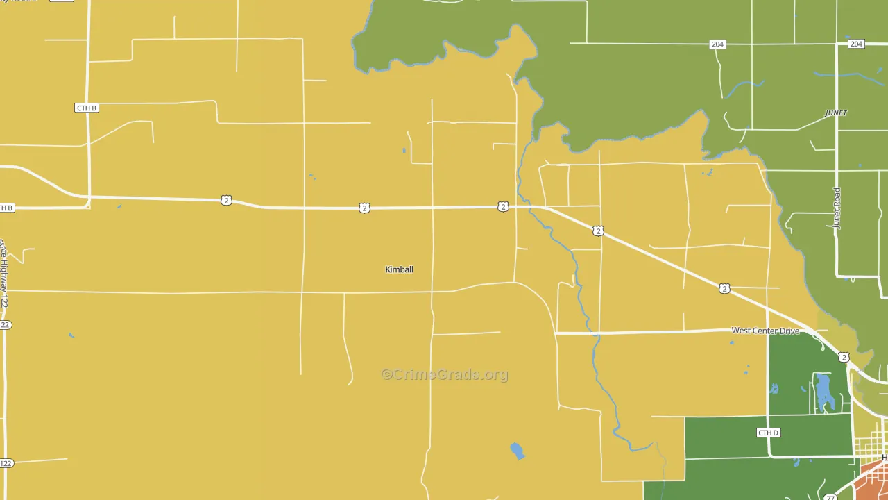 Kimball, WI Map of Drug-Related Crime Rates