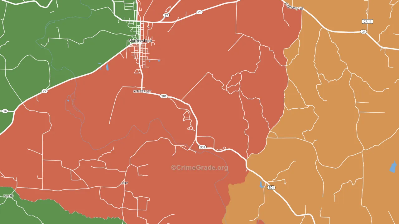 Kimberley, AR Map of Drug-Related Crime Rates