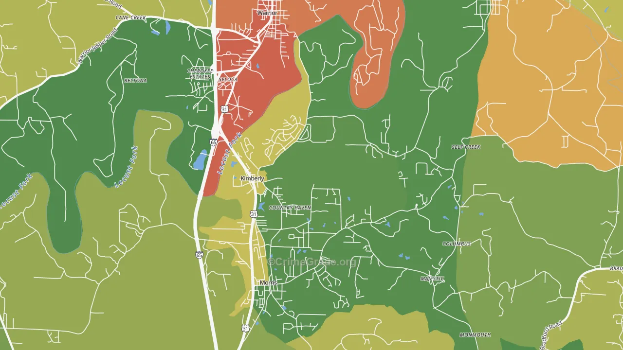 Kimberly, AL Map of Drug-Related Crime Rates