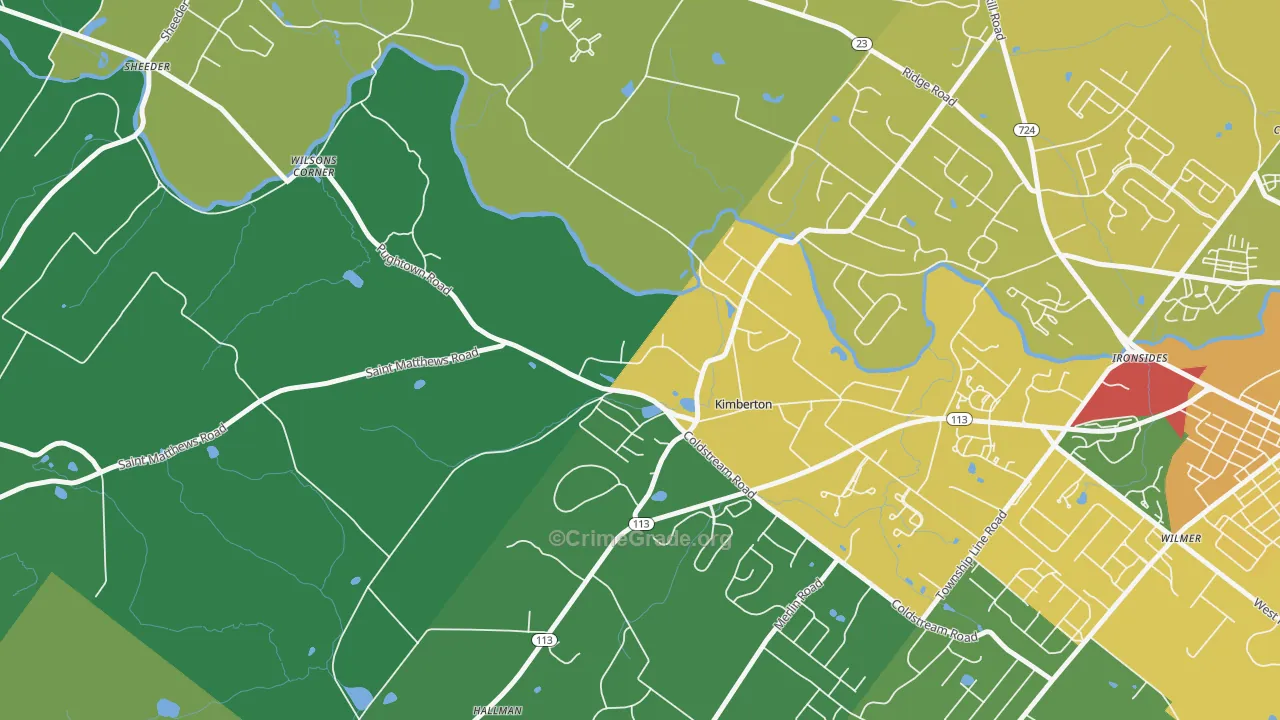 Kimberton, PA Map of Drug-Related Crime Rates