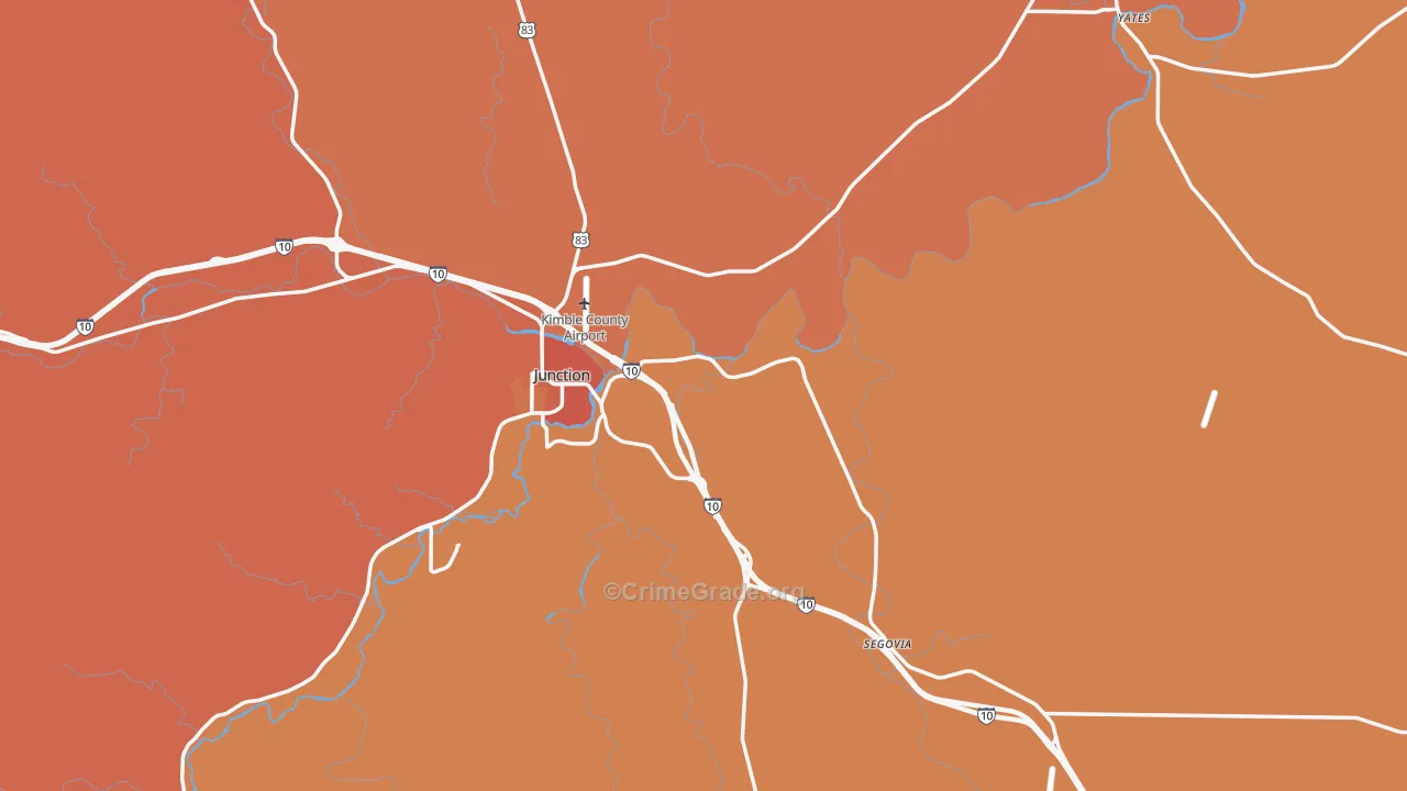 Kimble County, TX Map of Drug-Related Crime Rates