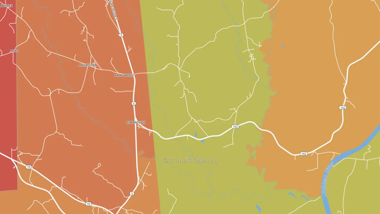 Kimbrough, AL Map of Drug-Related Crime Rates