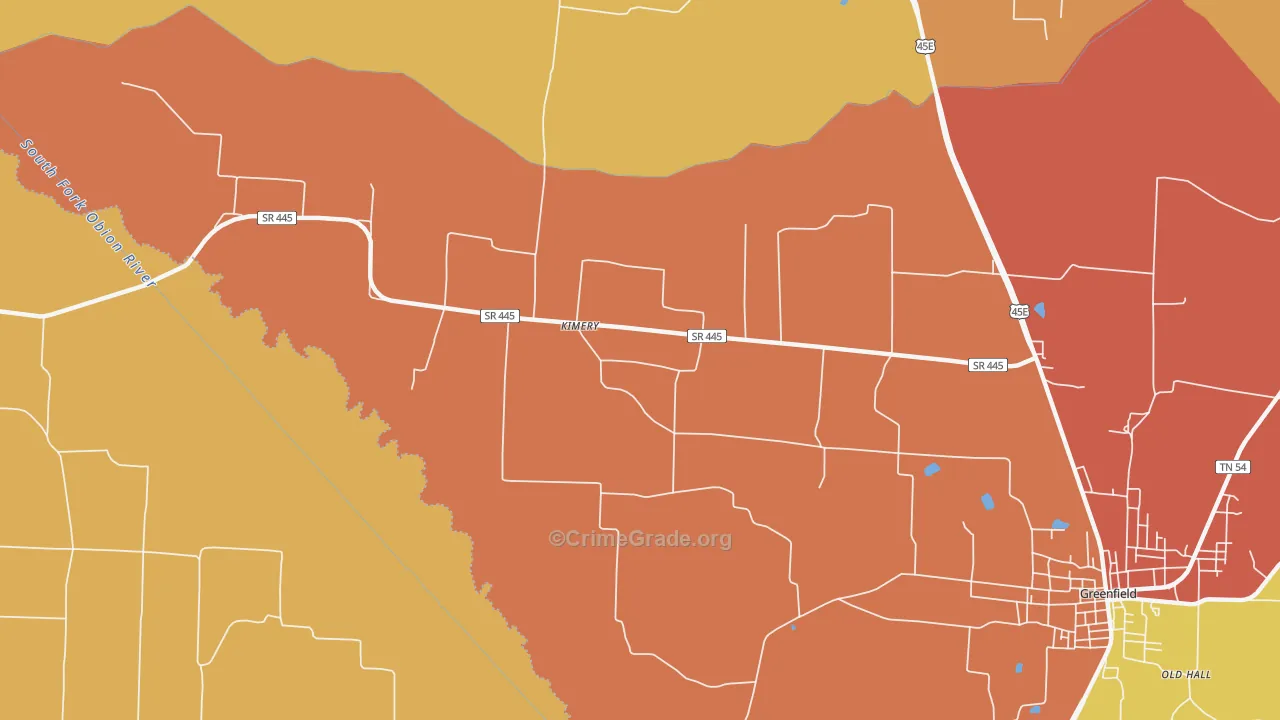Kimery, TN Map of Drug-Related Crime Rates