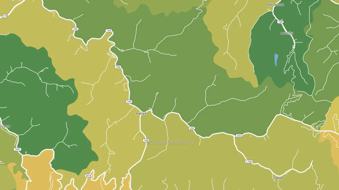 Kimper, KY Map of Drug-Related Crime Rates