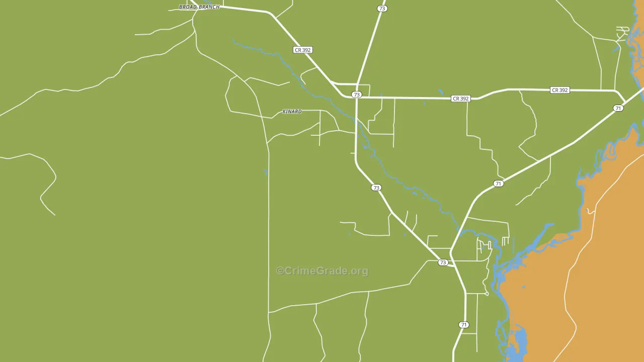 Kinard, FL Map of Drug-Related Crime Rates