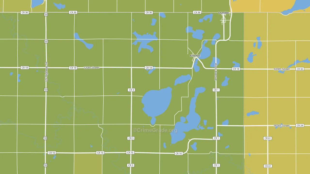 Kinbrae, MN Map of Drug-Related Crime Rates