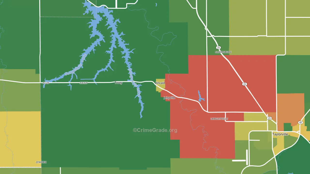 Kincaid, IL Map of Drug-Related Crime Rates