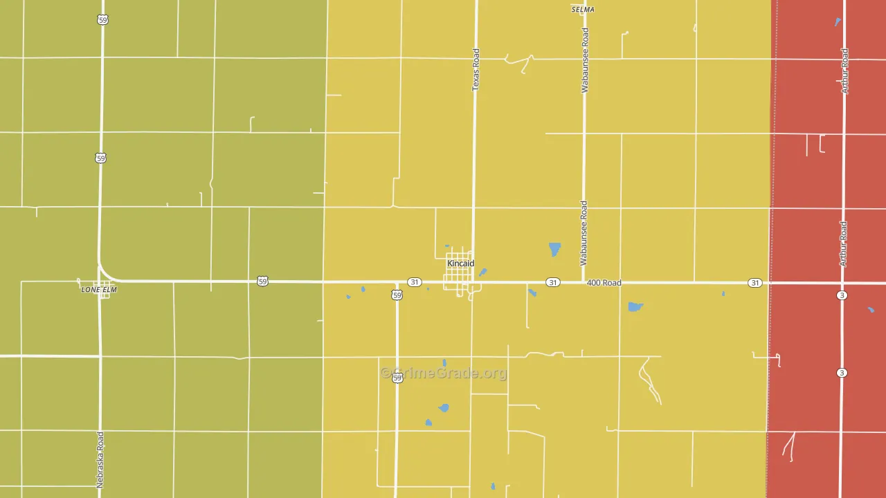 Kincaid, KS Map of Drug-Related Crime Rates