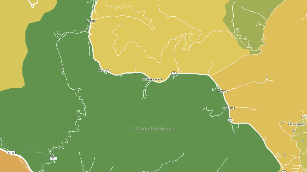 Kincaid, WV Map of Drug-Related Crime Rates