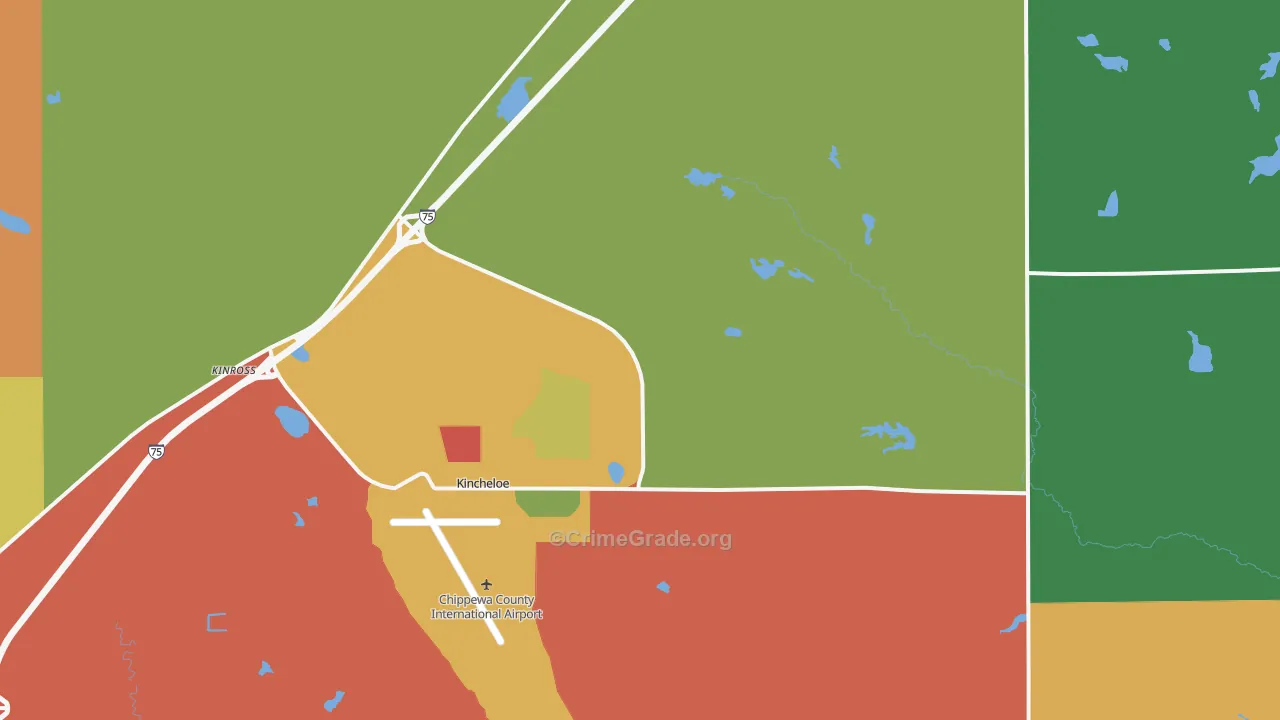 Kincheloe, MI Map of Drug-Related Crime Rates