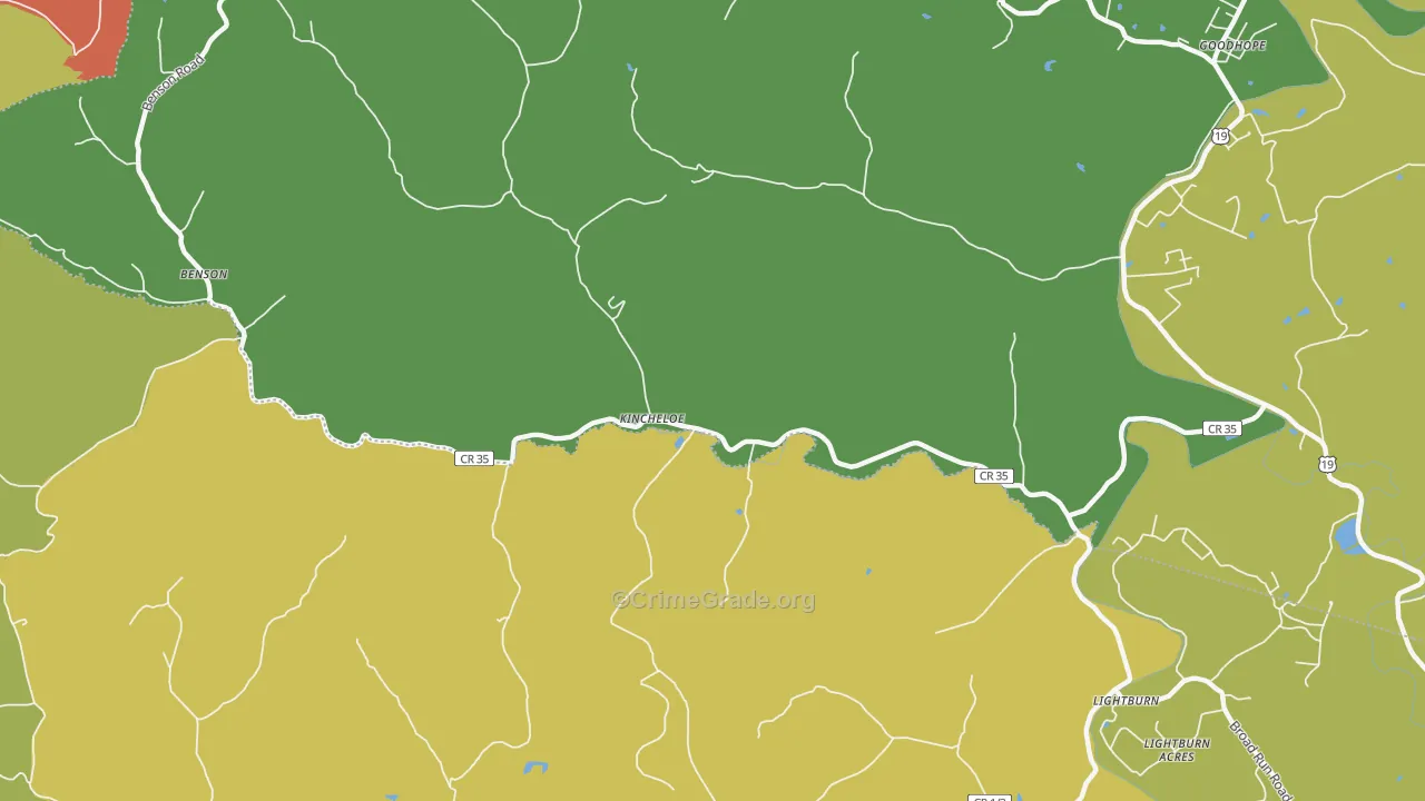 Kincheloe, WV Map of Drug-Related Crime Rates