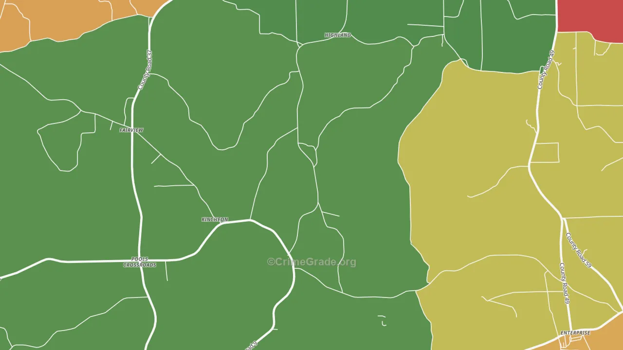Kincheon, AL Map of Drug-Related Crime Rates