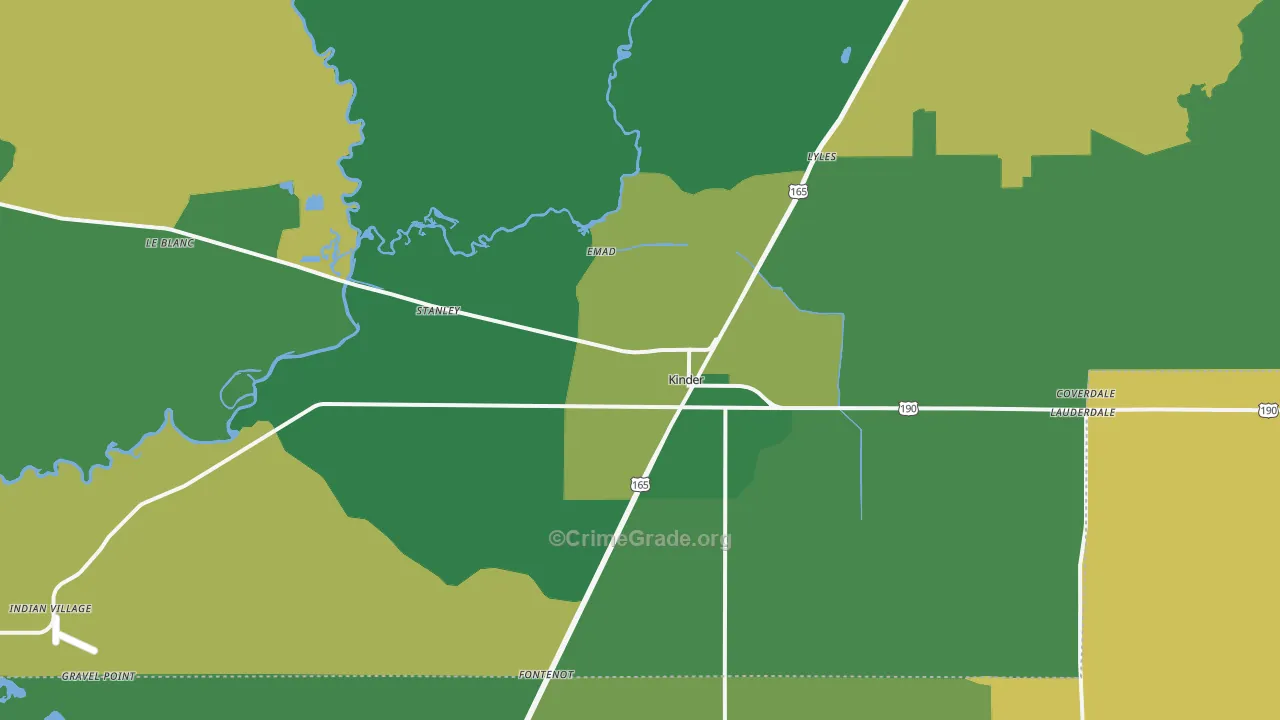 Kinder, LA Map of Drug-Related Crime Rates