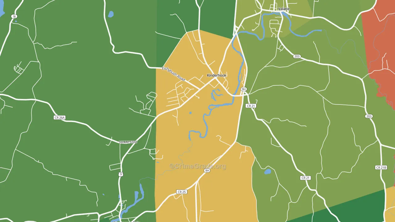 Kinderhook, NY Map of Drug-Related Crime Rates
