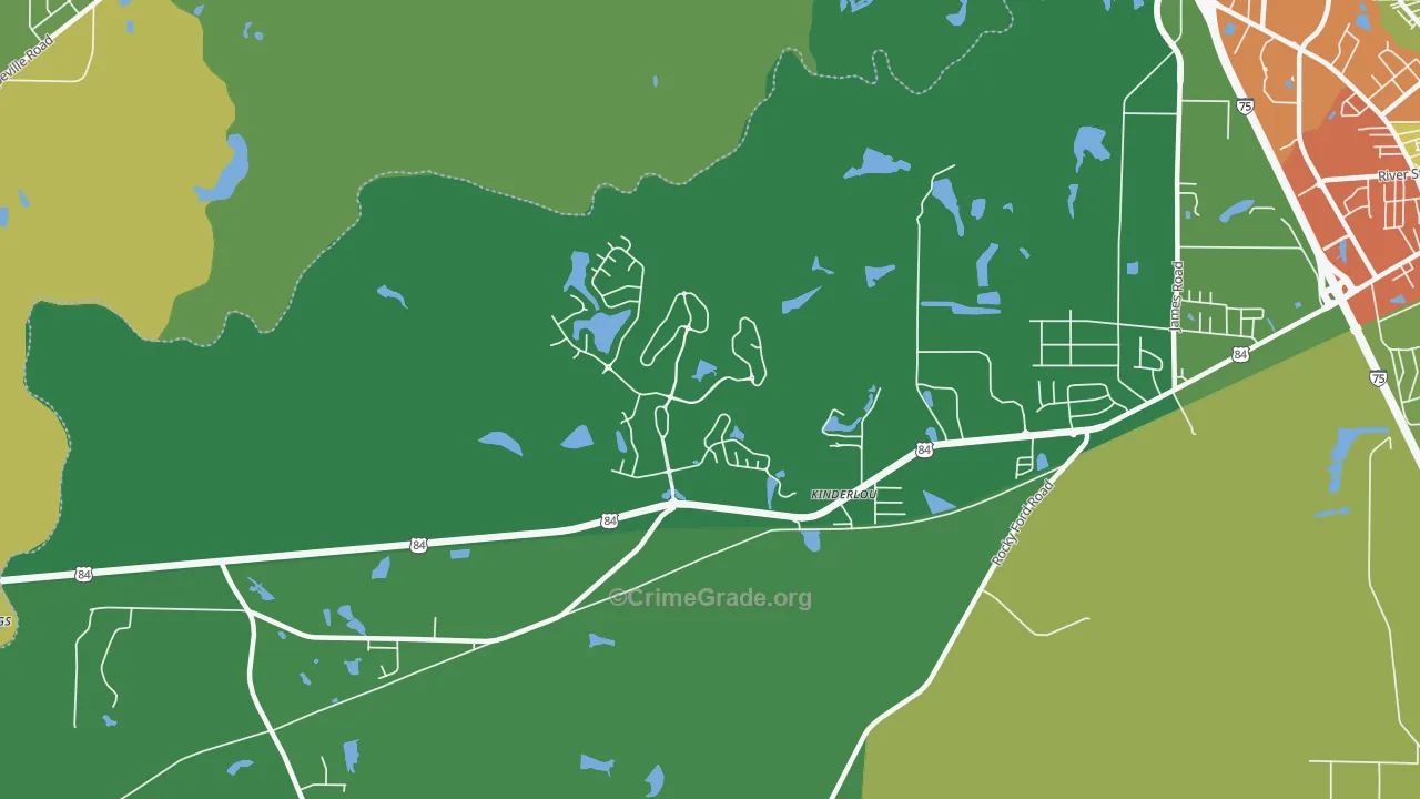 Kinderlou, GA Map of Drug-Related Crime Rates