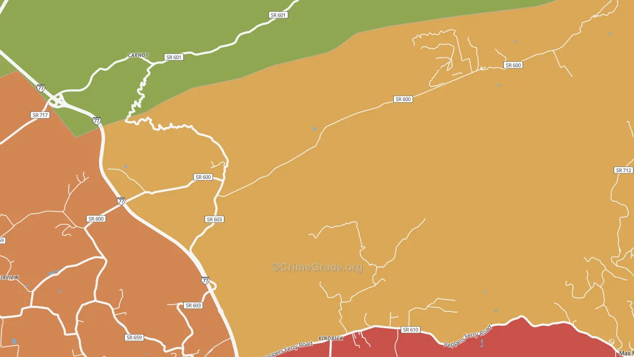 Kindrick, VA Map of Drug-Related Crime Rates