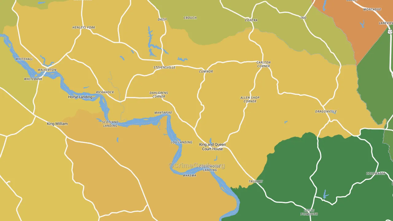King and Queen County, VA Map of Drug-Related Crime Rates