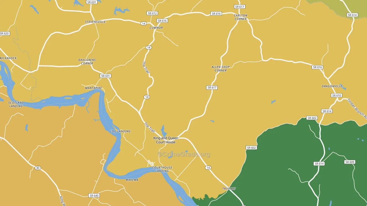 King And Queen Court House, VA Map of Drug-Related Crime Rates