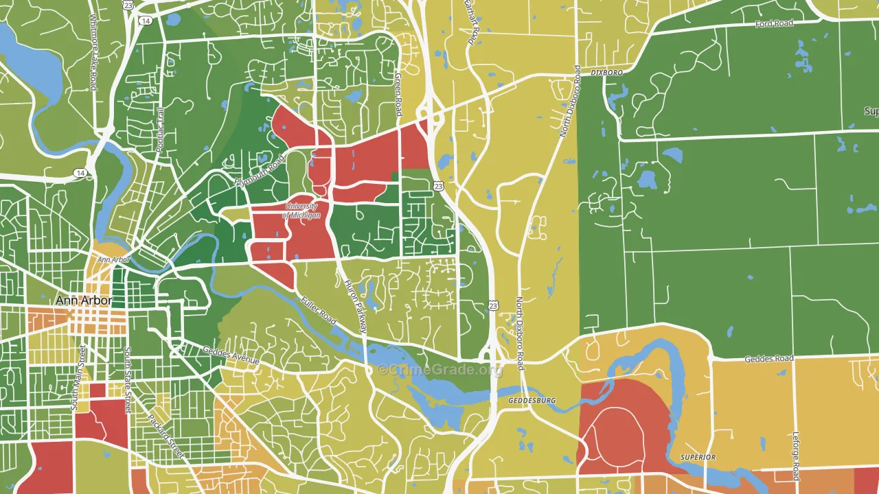 King, Ann Arbor, MI Map of Drug-Related Crime Rates