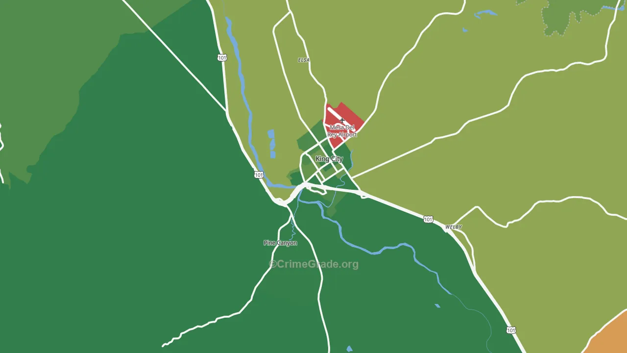 King City, CA Map of Drug-Related Crime Rates