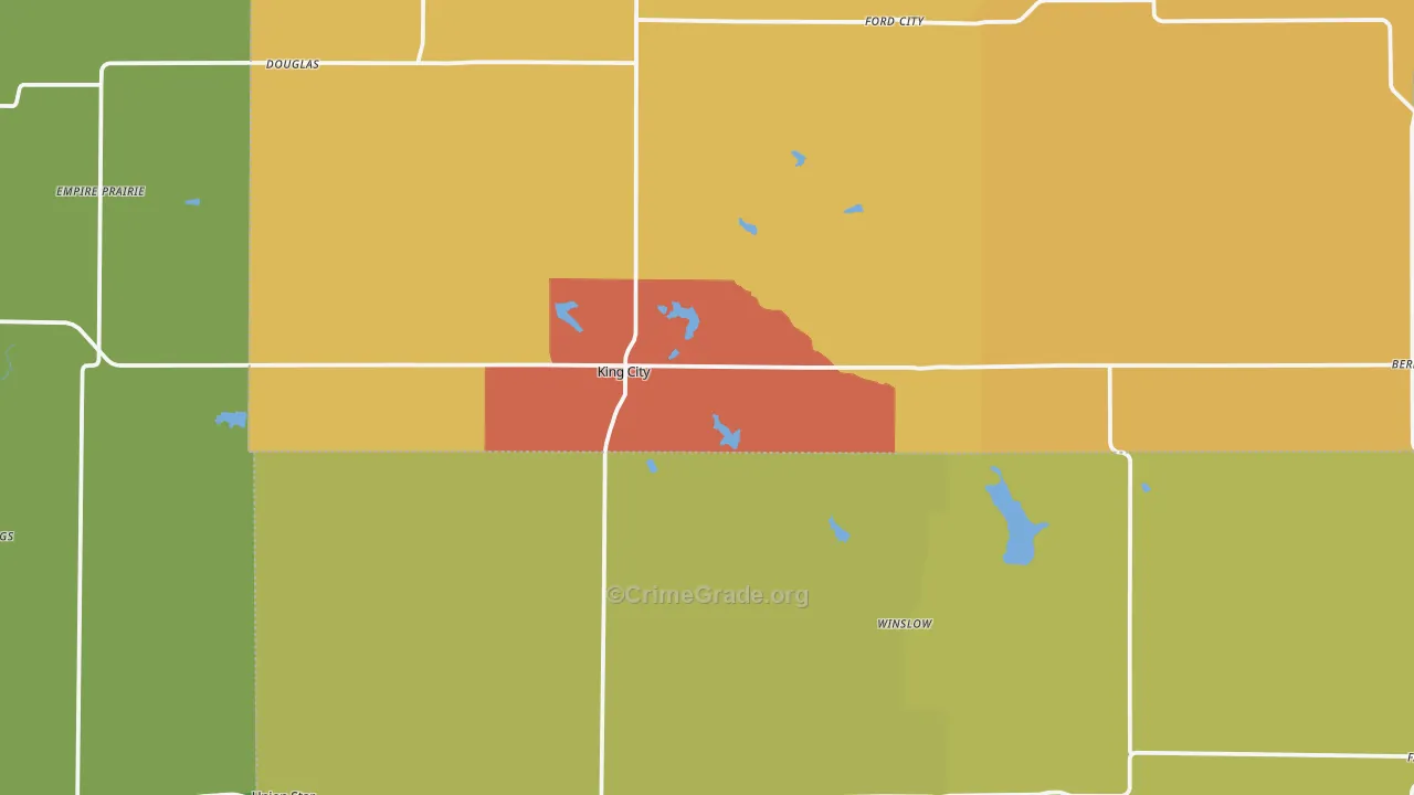 King City, MO Map of Drug-Related Crime Rates