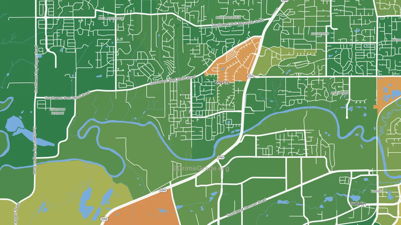 King City, OR Map of Drug-Related Crime Rates