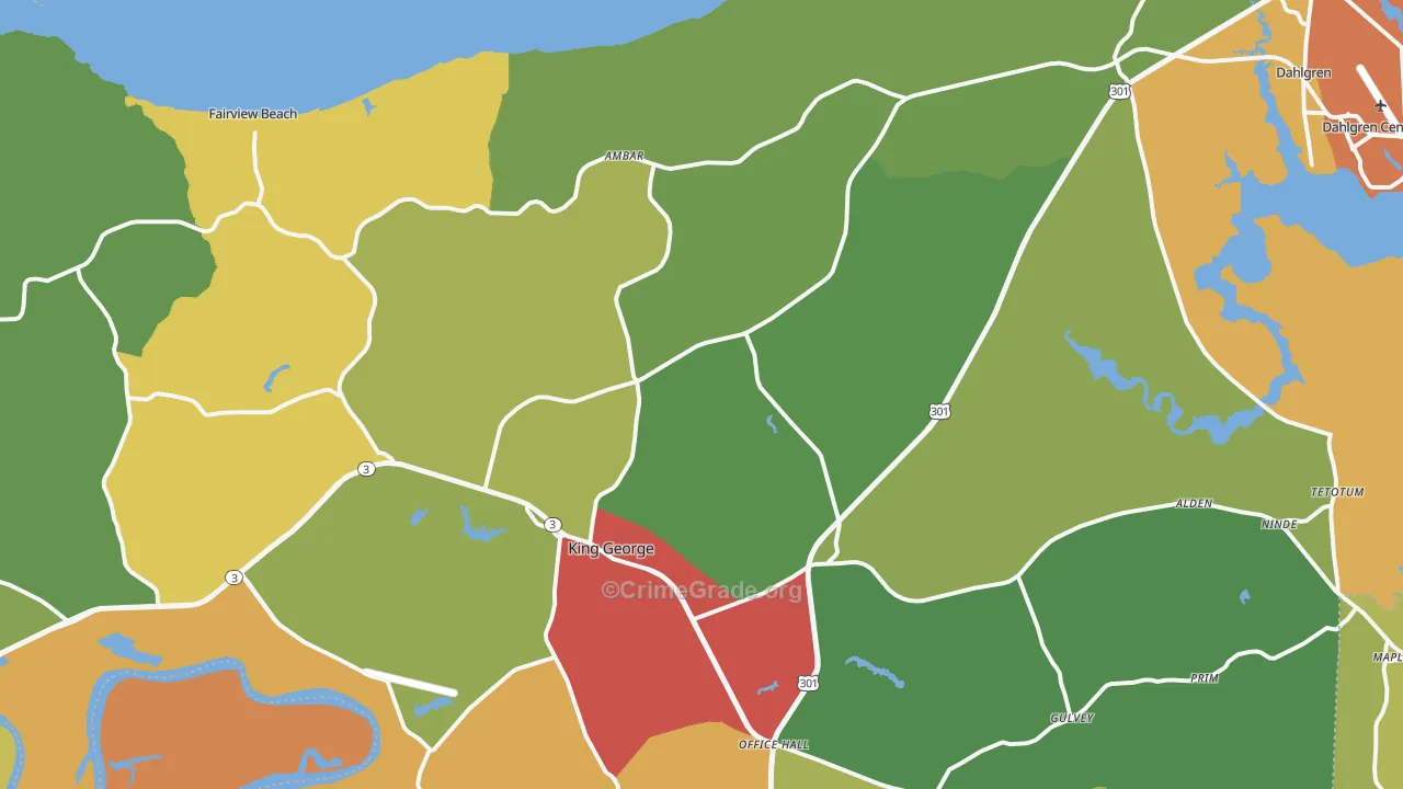 King George County, VA Map of Drug-Related Crime Rates