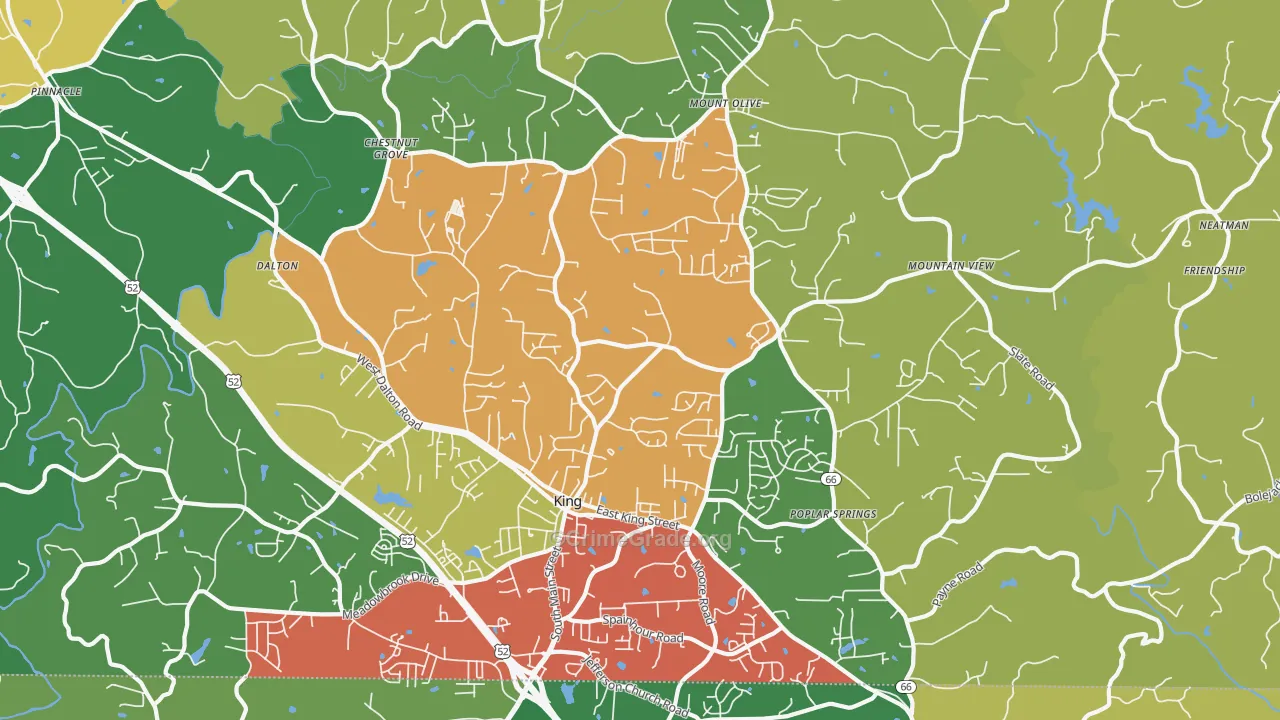 King, NC Map of Drug-Related Crime Rates
