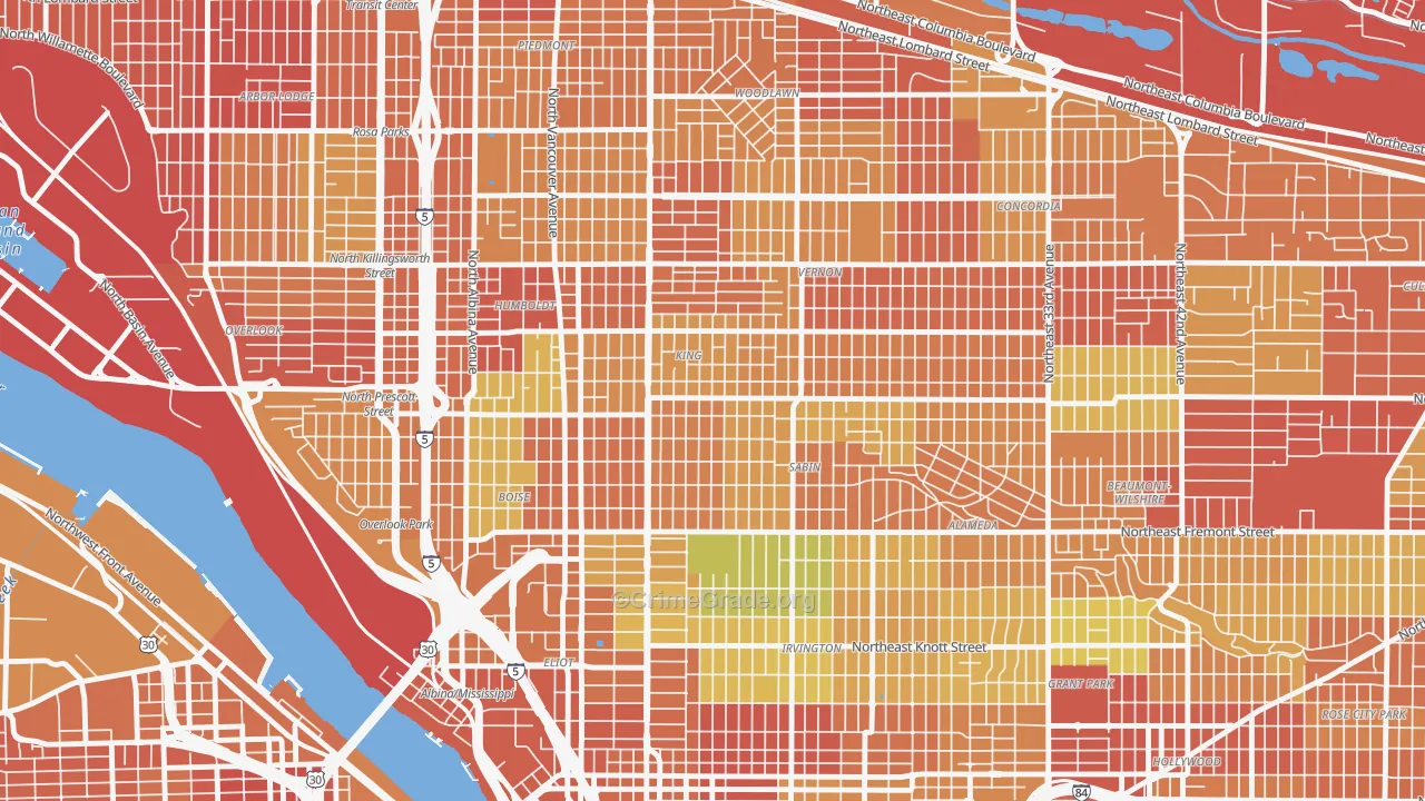 King, Portland, OR Map of Drug-Related Crime Rates