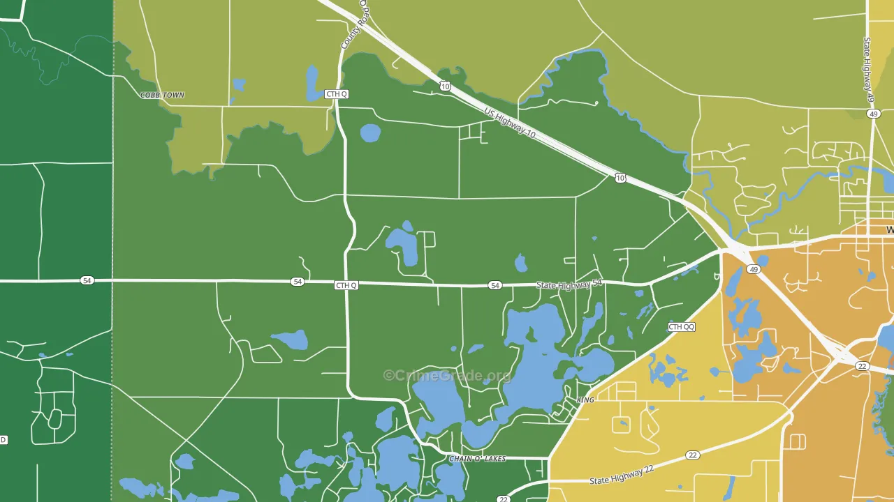 King, WI Map of Drug-Related Crime Rates