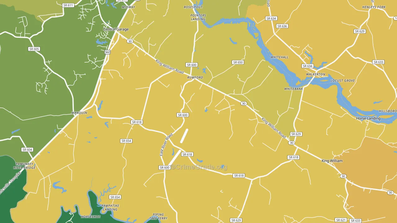 King William, VA Map of Drug-Related Crime Rates