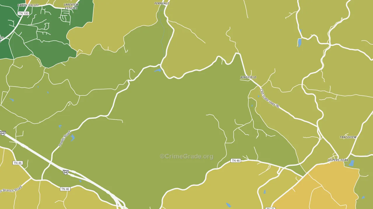 Kingfield, TN Map of Drug-Related Crime Rates