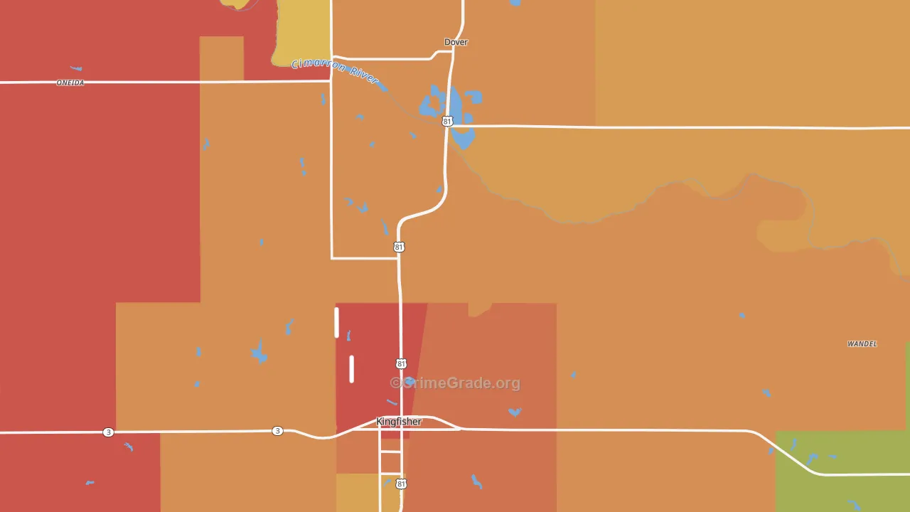 Kingfisher County, OK Map of Drug-Related Crime Rates