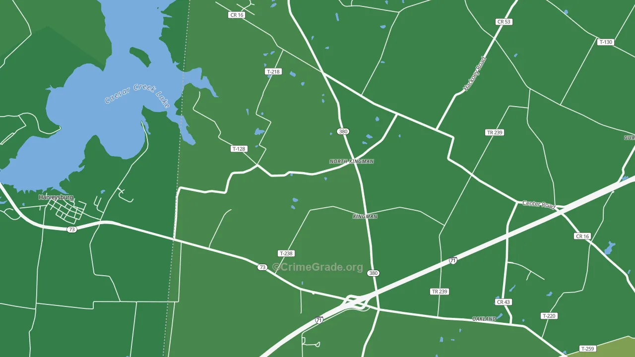 Kingman, OH Map of Drug-Related Crime Rates
