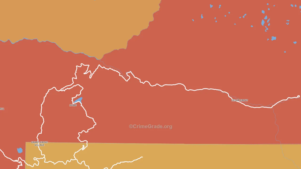 Kings Canyon National Pk, CA Map of Drug-Related Crime Rates